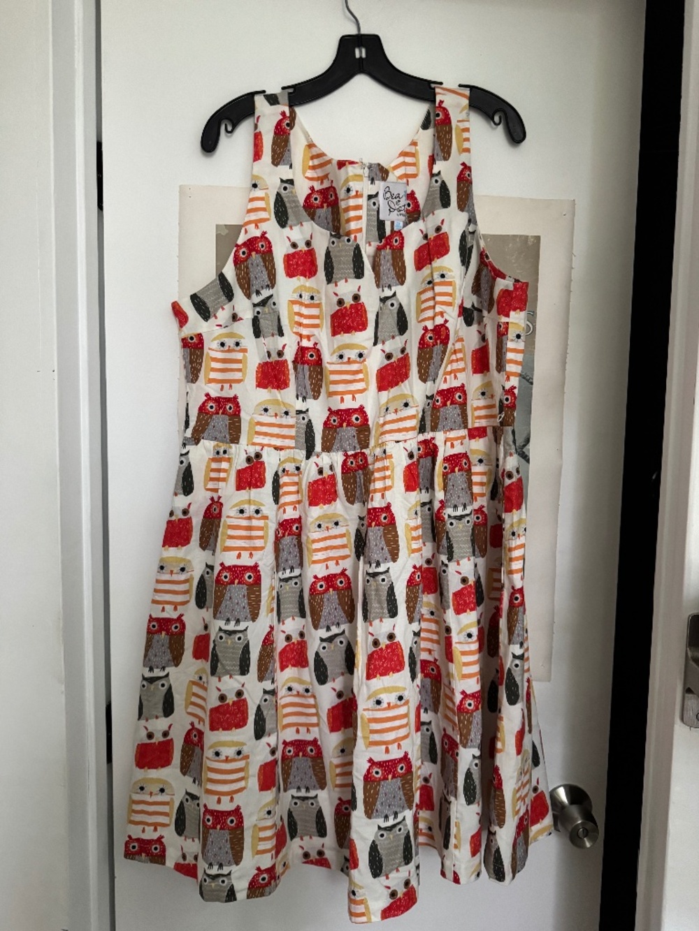 Bea & Dot by ModCloth Colorful Owl Print Sleeveless Dress 2X Retro Whimsical